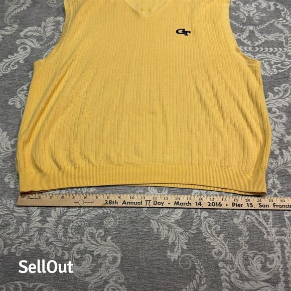Cutter & Buck Men's Yellow Vintage Golf Sweater Vest Size XXL - Picture 7 of 8